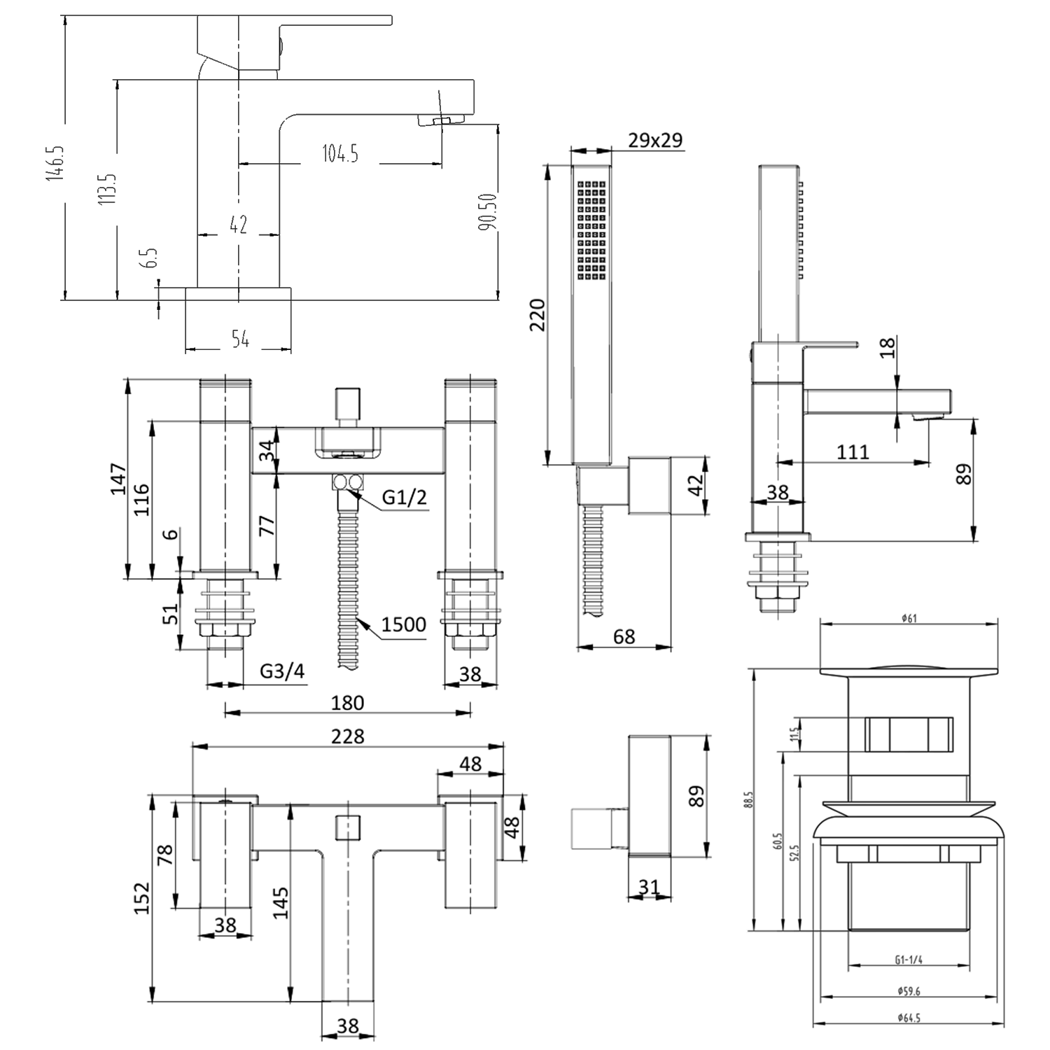 Vellamo Aspire Basin Mixer & Bath Shower Mixer Pack