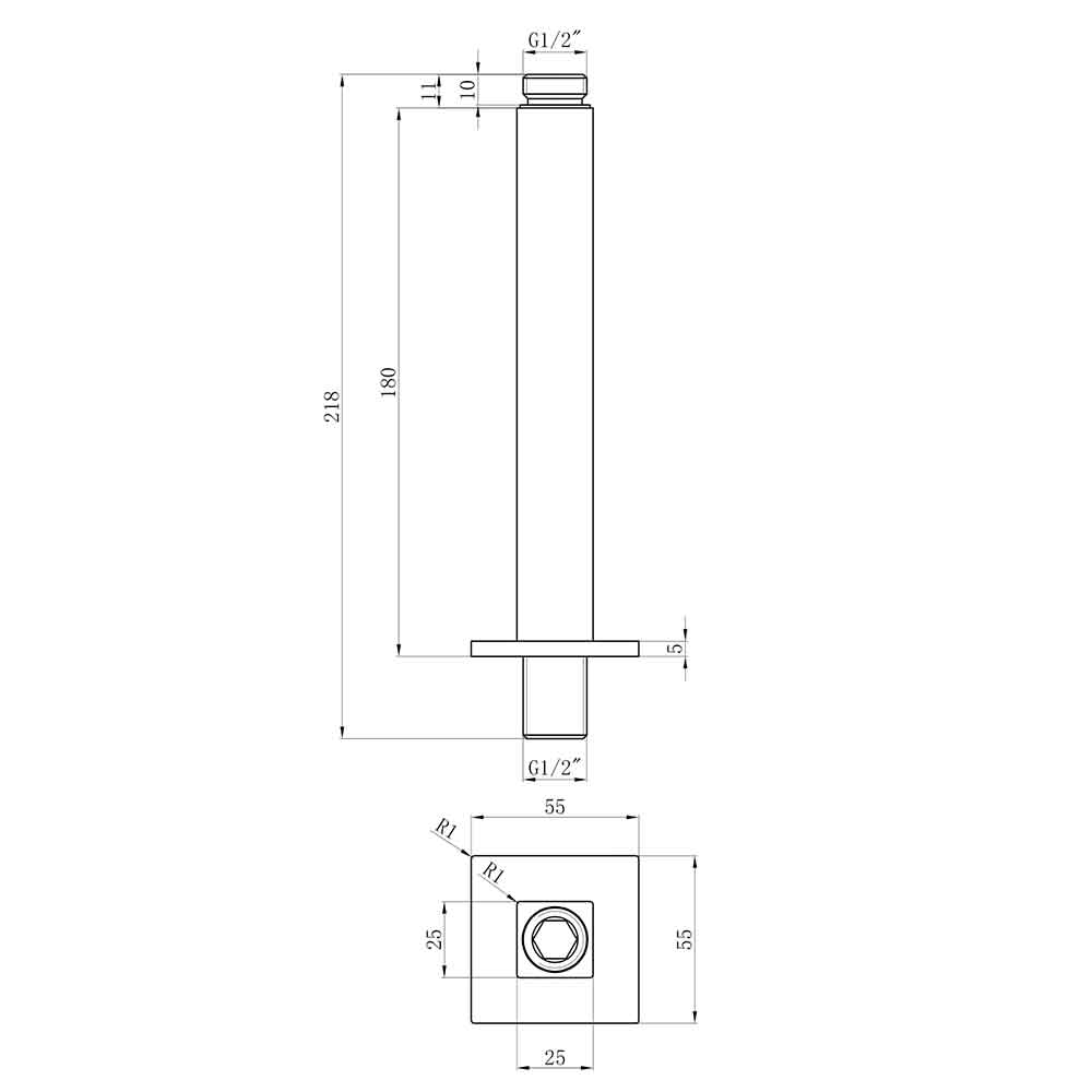 Harbour Status Matt Black Ceiling Mounted Shower Arm