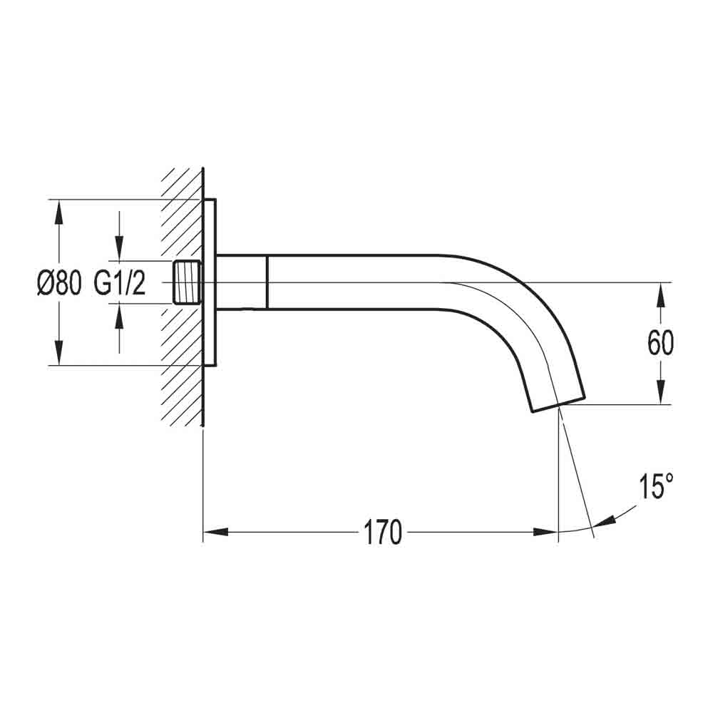 Flova Levo Wall Mounted Bath Spout 170mm