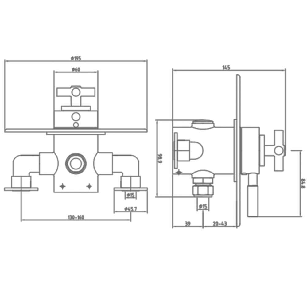Sagittarius Churchmans 1 Outlet Concealed Thermostatic Shower Valve- Gold
