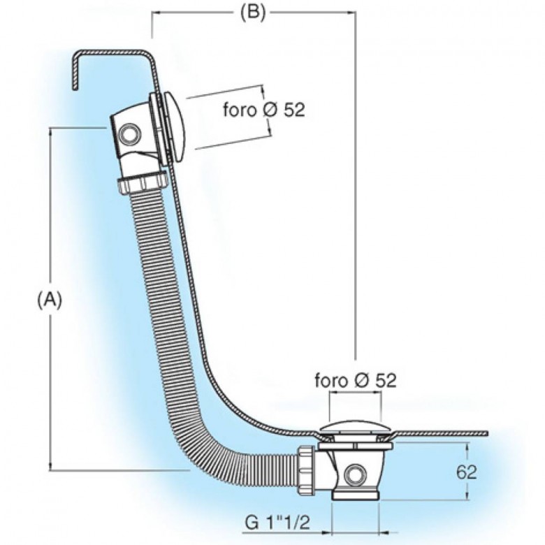 Crosswater Extended Click Clack Bath Waste with Overflow - 90cm