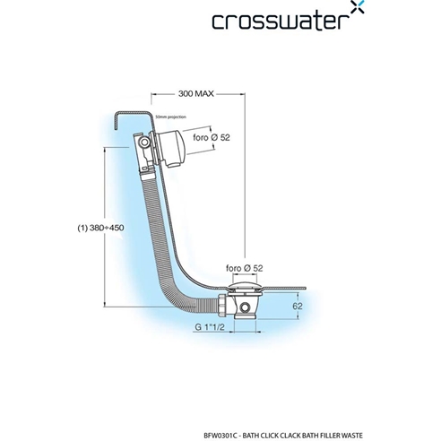 Crosswater Bath Filler with Click Clack Waste & Overflow