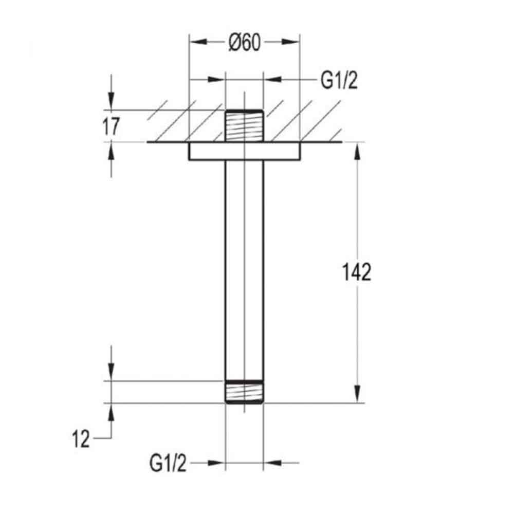 Flova Levo Ceiling Mounted Shower Arm - 120mm