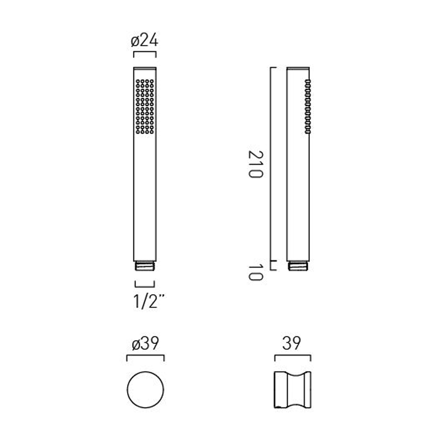 Vado Safari Shower Handset with Holder & 1500mm Hose