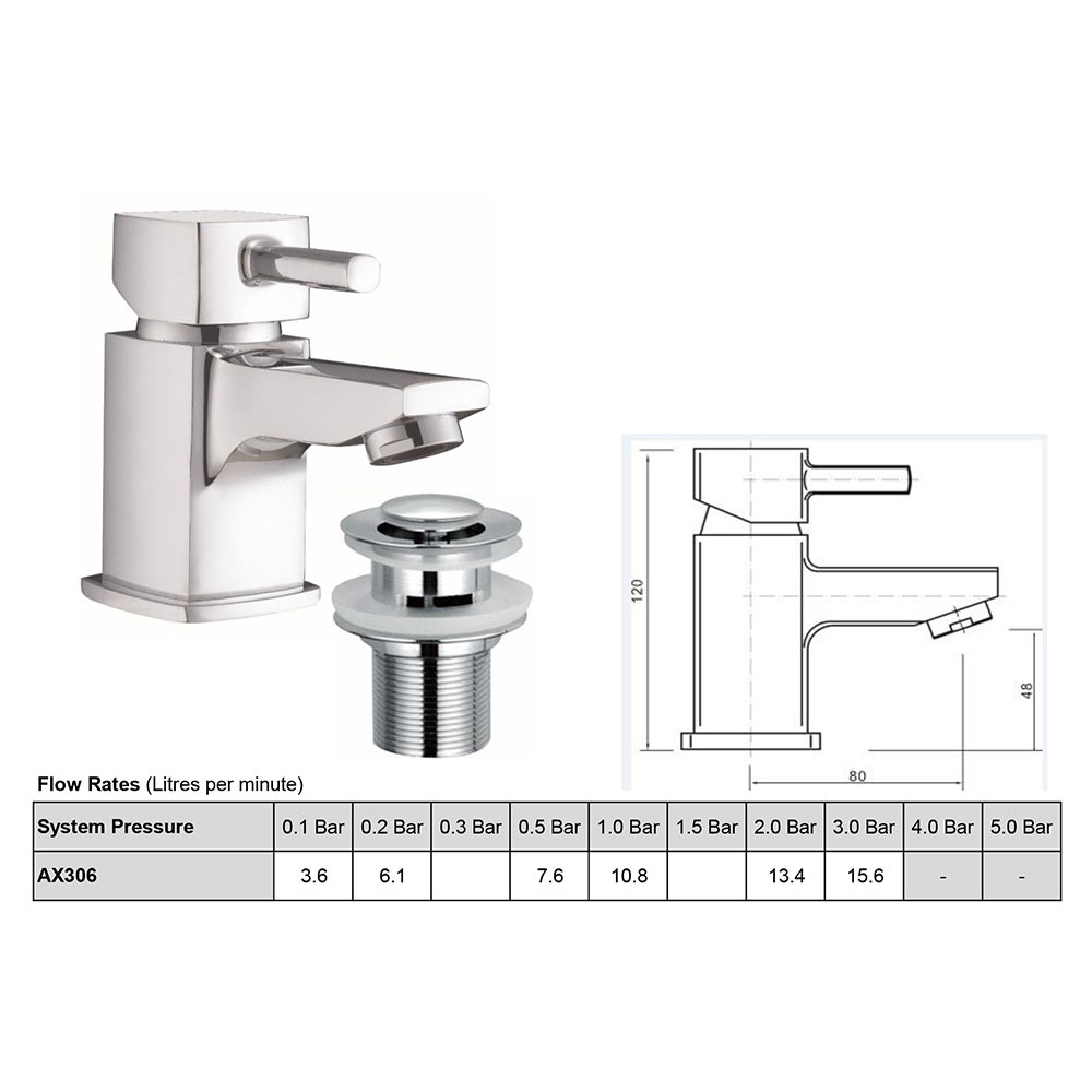 Sagittarius Axis Cloakroom Basin Mixer with Clicker Waste
