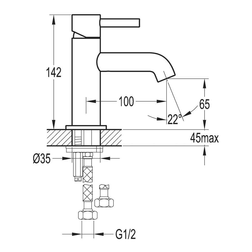 Flova Levo Cloakroom Mono Basin Mixer with Clicker Waste
