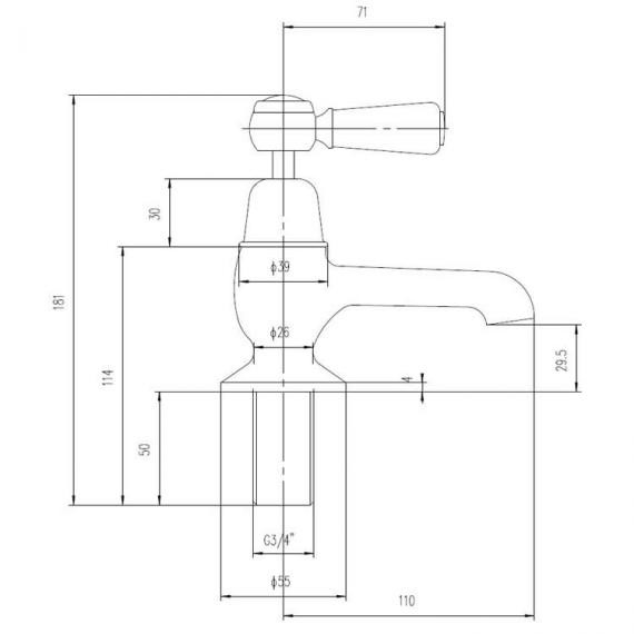 Hudson Reed White Topaz Lever Bath Pillar Taps
