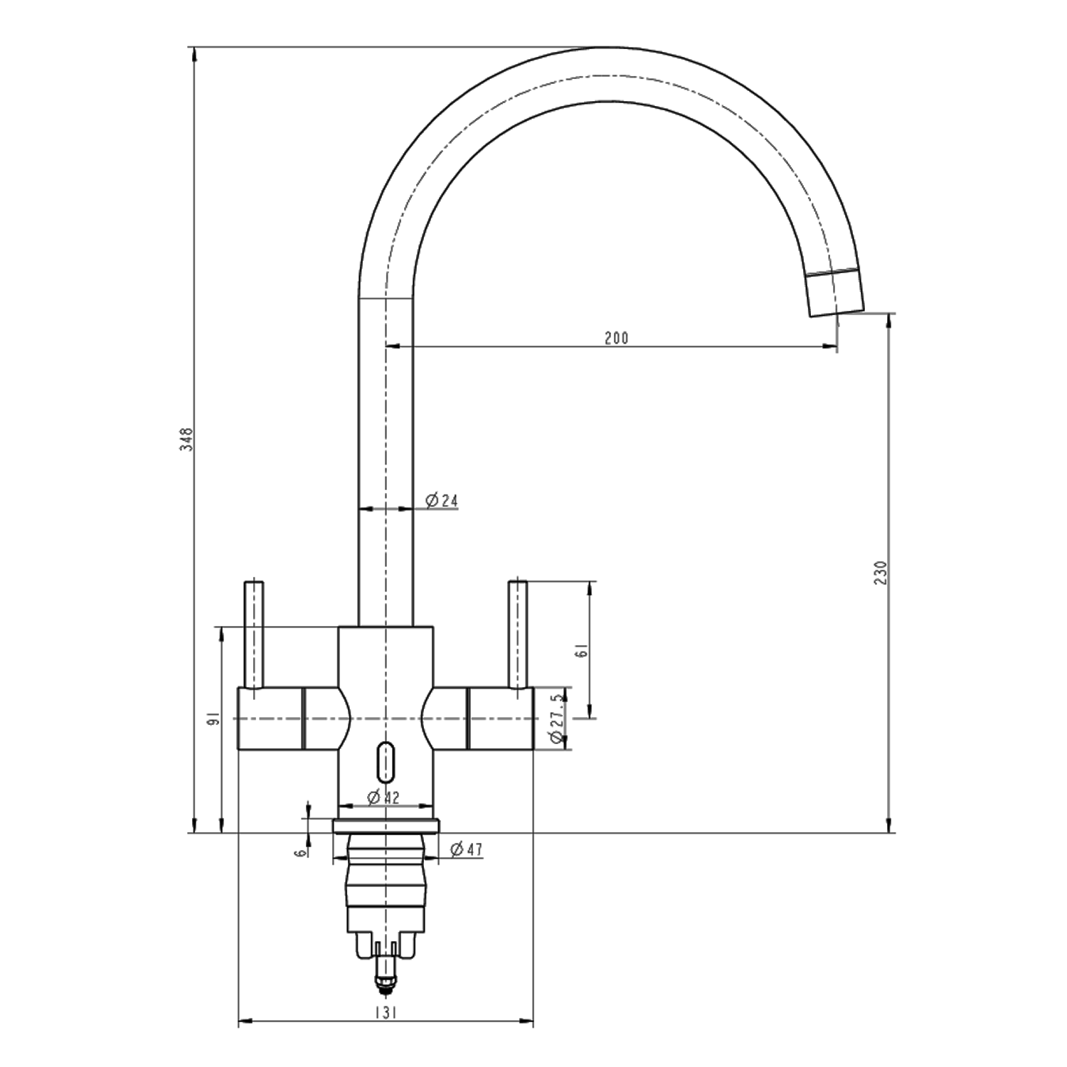 Top-Fix Torra Twin Lever Mono Kitchen Mixer Tap
