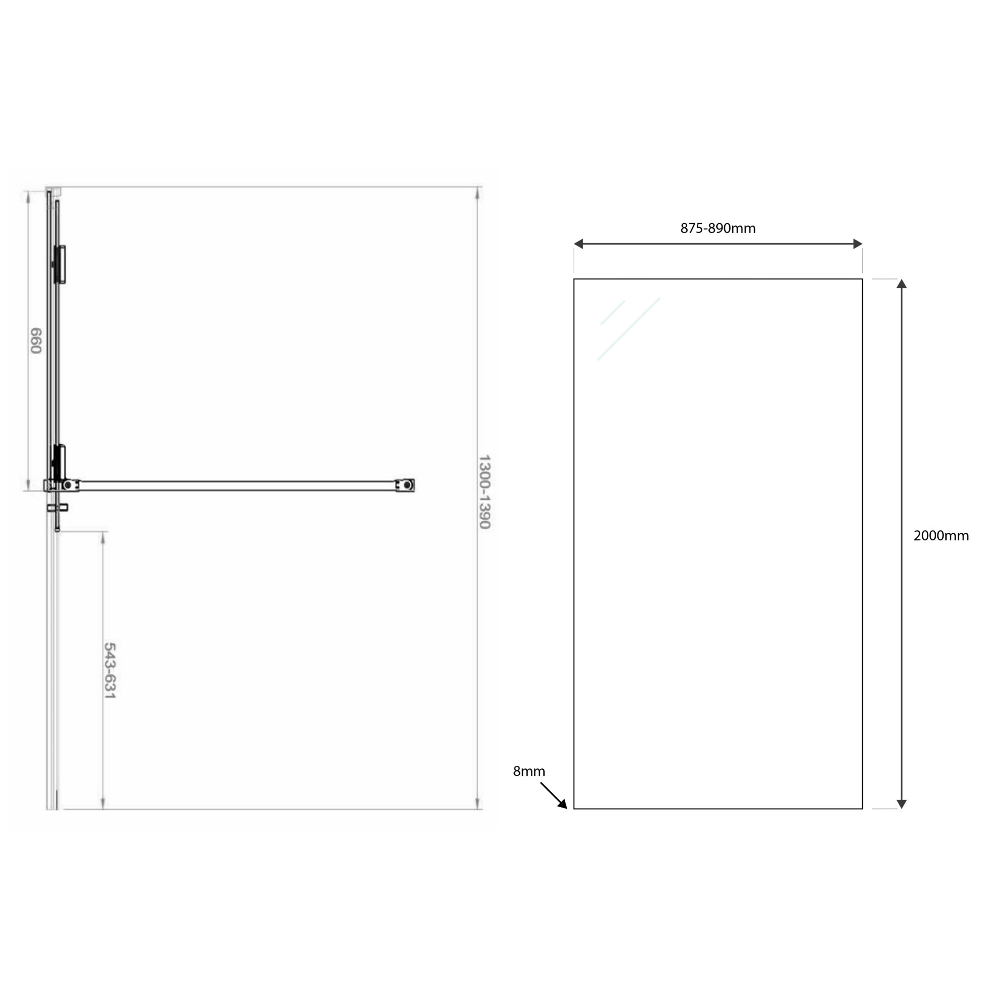 Harbour Momentum 8mm Easy Clean 2m Tall Sliding or Wetroom Shower Door & Optional Side Panel - Chrome