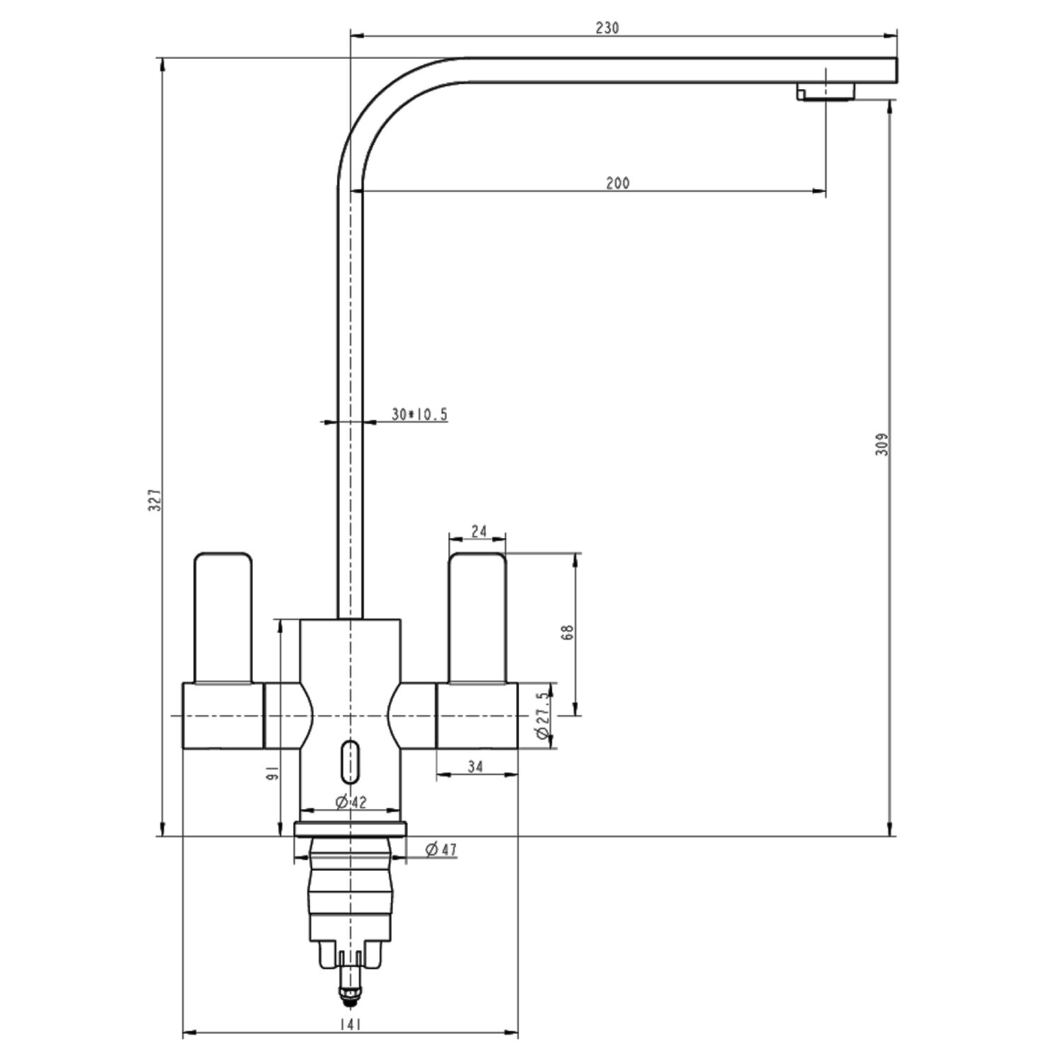 Top-Fix Rena Twin Lever Mono Kitchen Mixer Tap