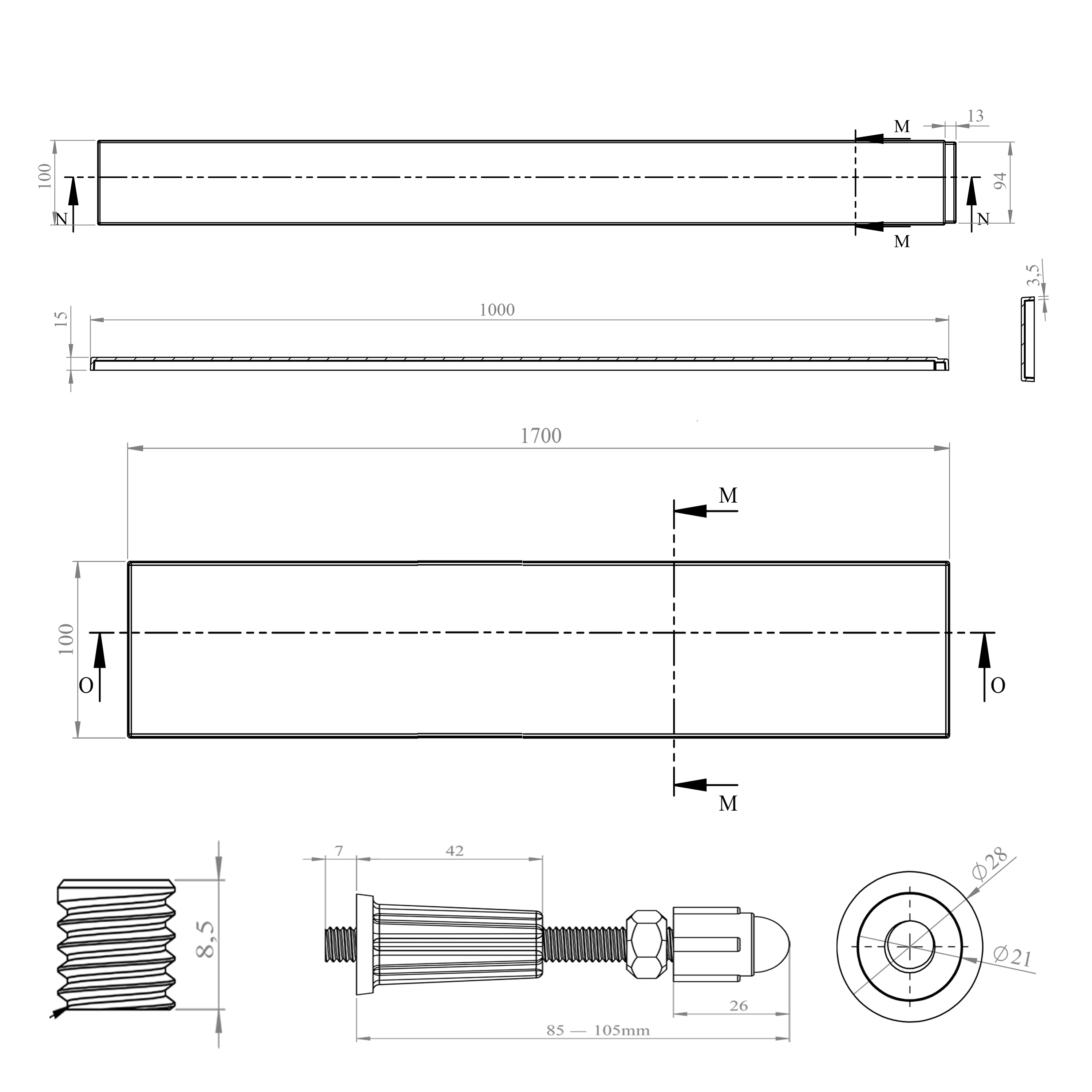 Harbour Leg Set & Plinth for Rectangular Trays between 1200 x 700mm and 1700 x 900mm