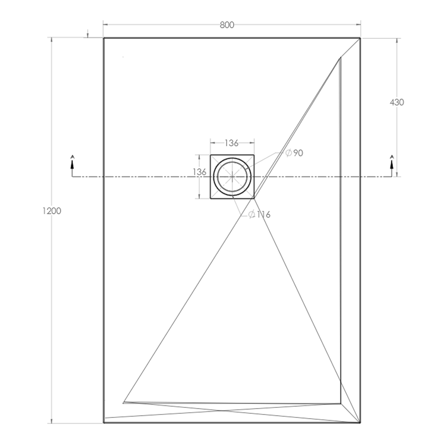 Drench Naturals Black Thin Slate-Effect Rectangular Shower Tray - 11 Sizes