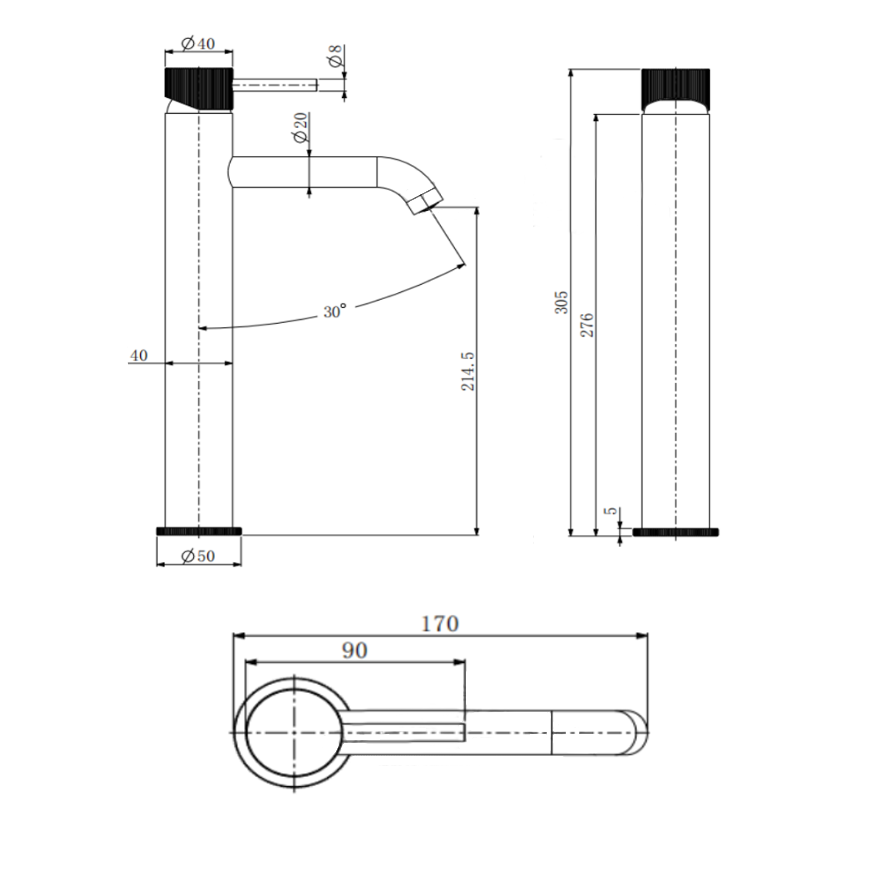 Harbour Fluted Tall Mono Basin Mixer Tap