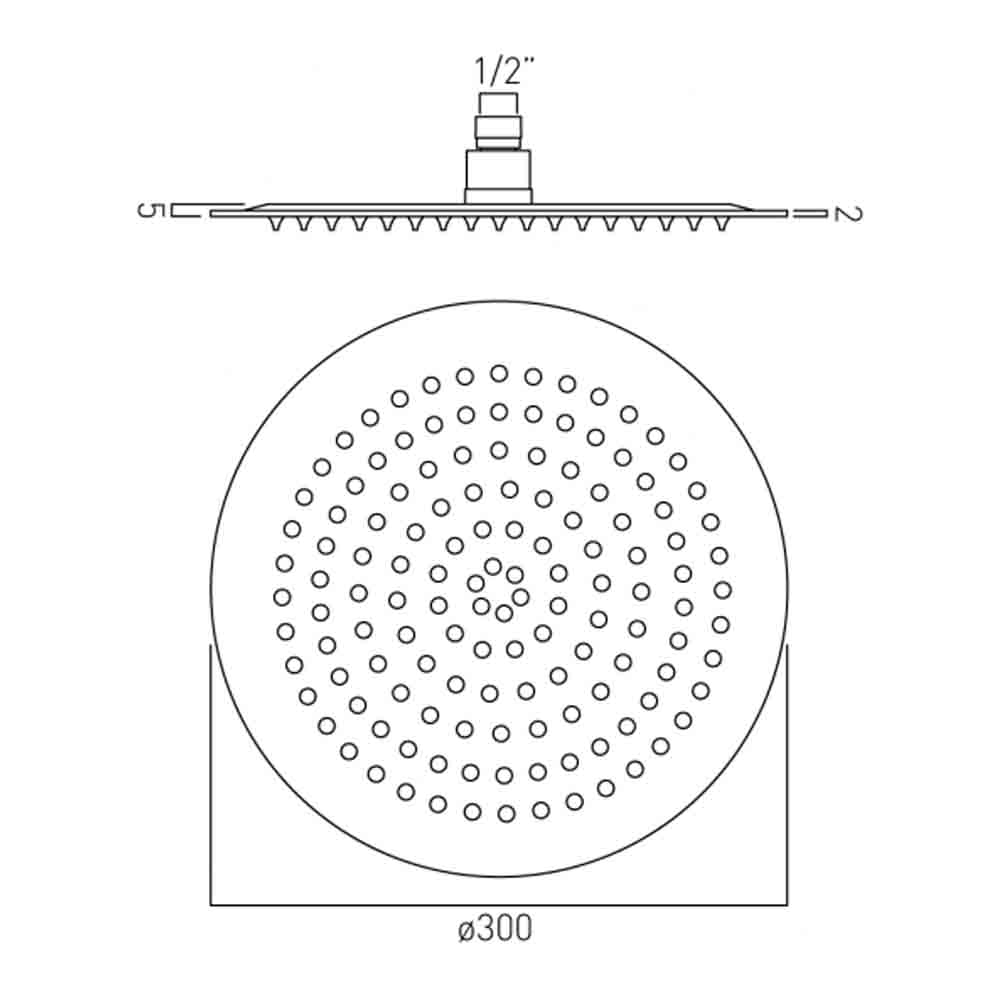 Vado Aquablade Slim Line Easy Clean Round Shower Head with Shower Arm (12")