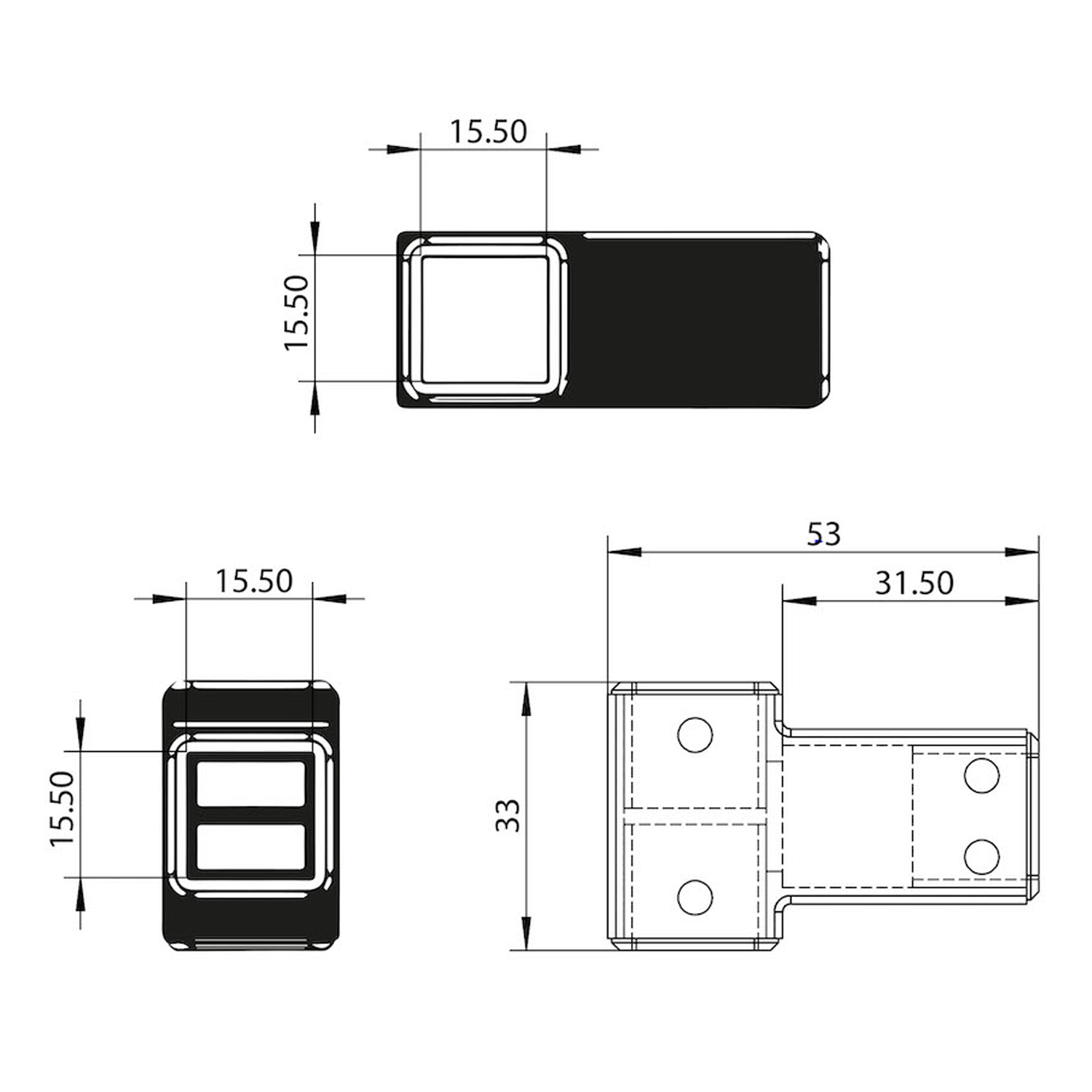 Harbour T-Piece Join for 2 Panels