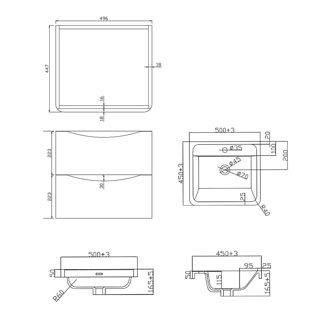 Harbour Clarity 500mm Wall Mounted Vanity Unit & Basin Tap Warehouse