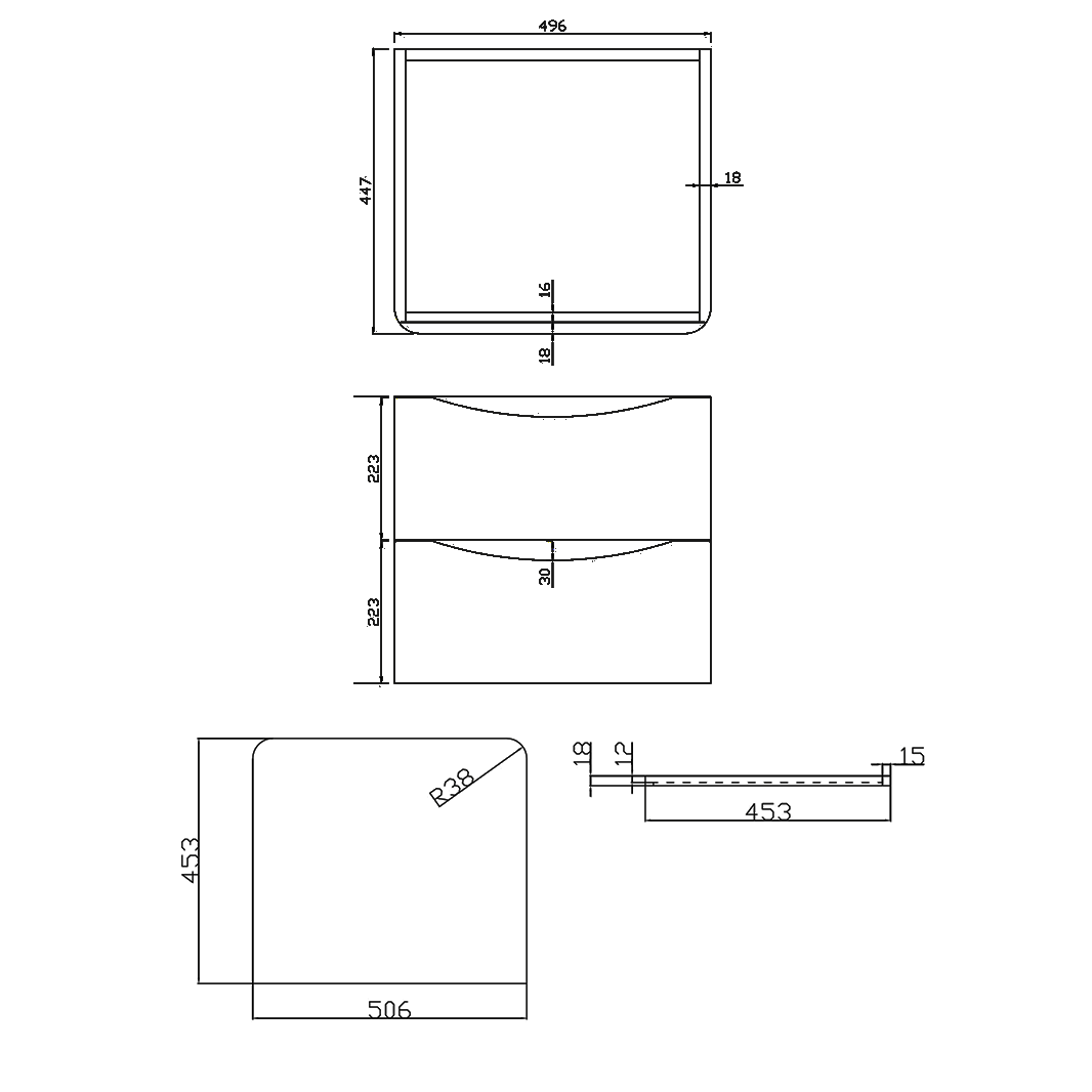 Harbour Clarity 500mm Wall Mounted Vanity Unit & Countertop Tap Warehouse