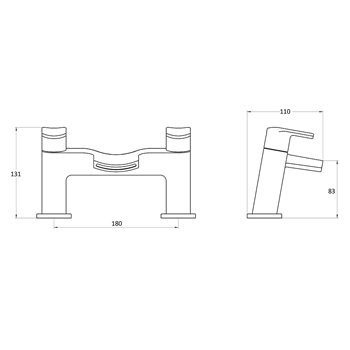 Vellamo Poise Deck Mounted Bath Filler - Chrome