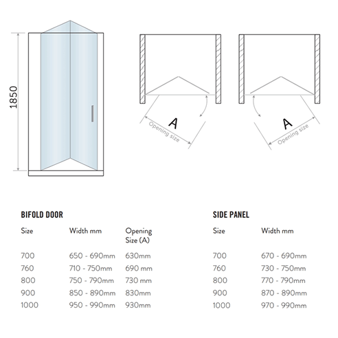 Harbour i6 Easy Clean 6mm Bi-Fold Shower Door & Optional Side Panel