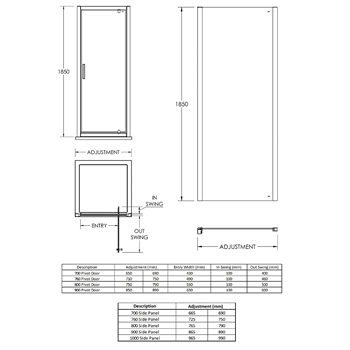 Harbour Primrose 6mm Pivot Shower Door & Optional Side Panel