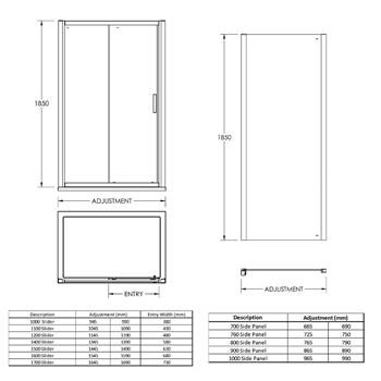 Harbour Primrose 6mm Single Sliding Shower Door & Optional Side Panel