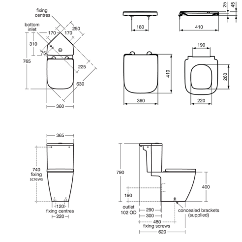 Ideal Standard i.life S Compact Corner Close Coupled Rimless Toilet with Soft Close Seat