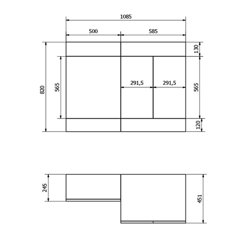 Vellamo Structure 1100mm Combination Basin & Toilet Unit - Gloss White