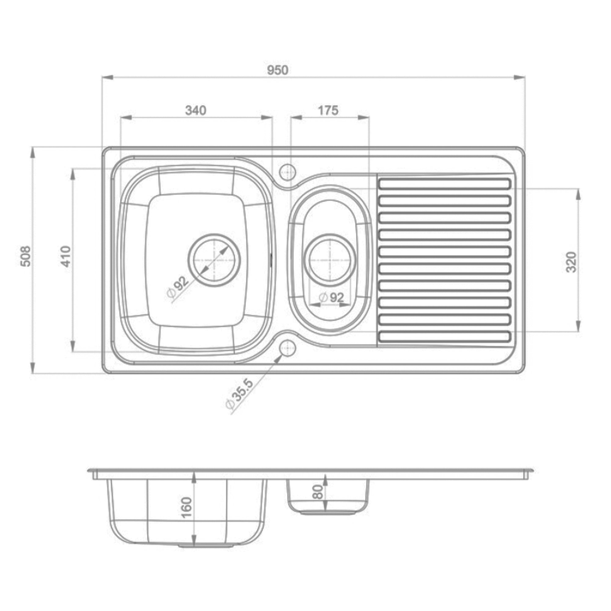 Leisure Linear 1.5 Bowl Stainless Steel Kitchen Sink & Waste Kit with