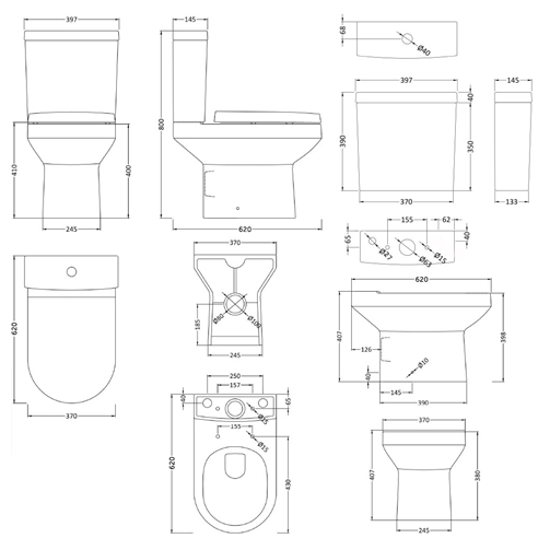Karina Short Projection Close Coupled Toilet with Soft Close Seat