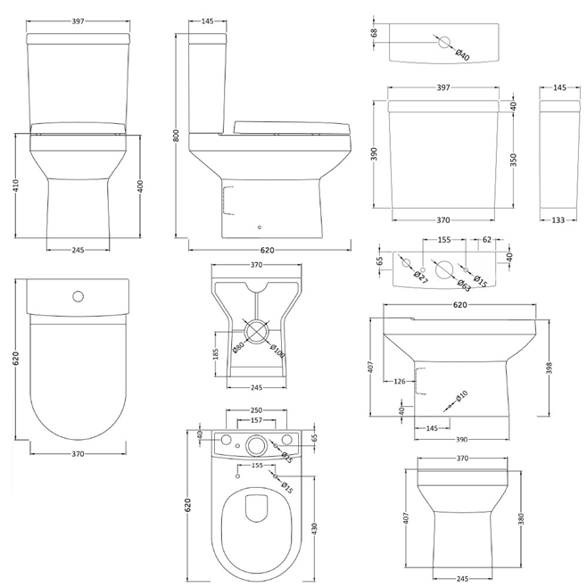 Lorraine Short Projection Close Coupled Toilet with Soft Close Seat