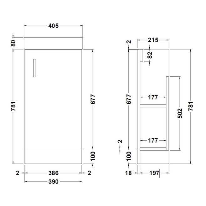 Minnie 400mm Floorstanding Cloakroom Vanity Unit & Basin - Grey Avola