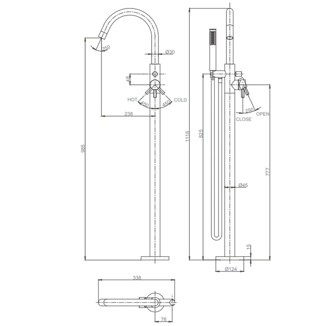 Crosswater MPRO Floorstanding Bath and Shower Mixer with Shower Kit - Matt Black
