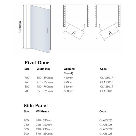 Harbour i6 Easy Clean 6mm Pivot Shower Door & Optional Side Panel | Tap ...