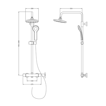 nuie Thermostatic Bar Valve And Riser Kit
