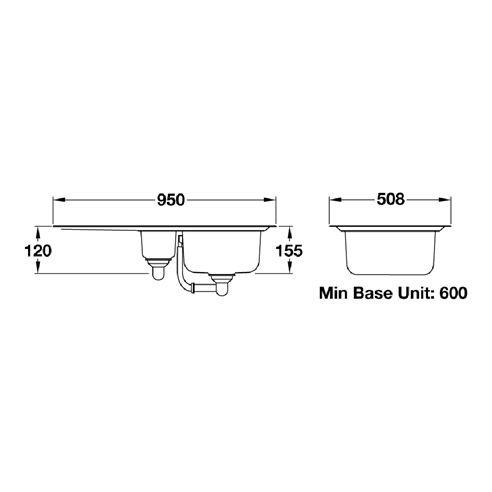 Rangemaster Michigan 1.5 Bowl Brushed Stainless Steel Sink & Waste Kit with Reversible Drainer - 950 x 508mm