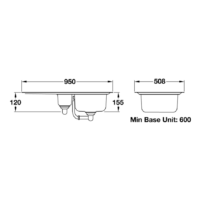 Rangemaster Michigan 1.5 Bowl Brushed Stainless Steel Sink & Waste Kit with Reversible Drainer - 950 x 508mm