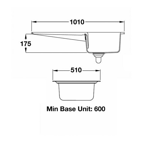 Rangemaster Nevada White Ceramic Single Bowl Kitchen Sink with Reversible Drainer - 1010mm x 510mm
