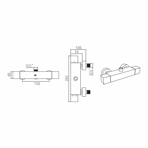 Roper Rhodes Factor Top Outlet Exposed Thermostatic Bar Shower Valve