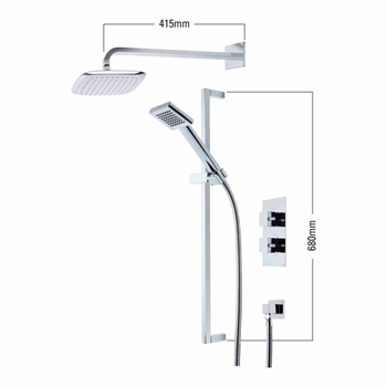 Roper Rhodes Event Square Dual Function Shower System With Fixed Shower Head
