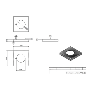 Vellamo Square Plate For Concealed Cistern Buttons