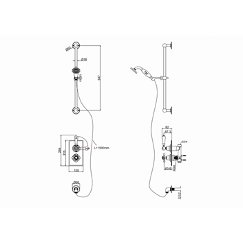 Burlington Trent Concealed Thermostatic Shower Kit with Handset & Claremont Handles
