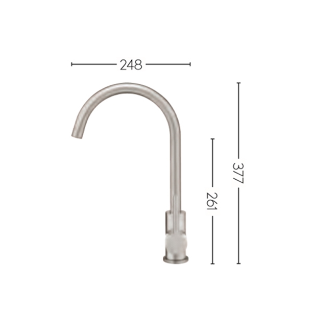 Crosswater Cucina Tropic Side Lever Mono Kitchen Mixer - Brushed Stainless Steel