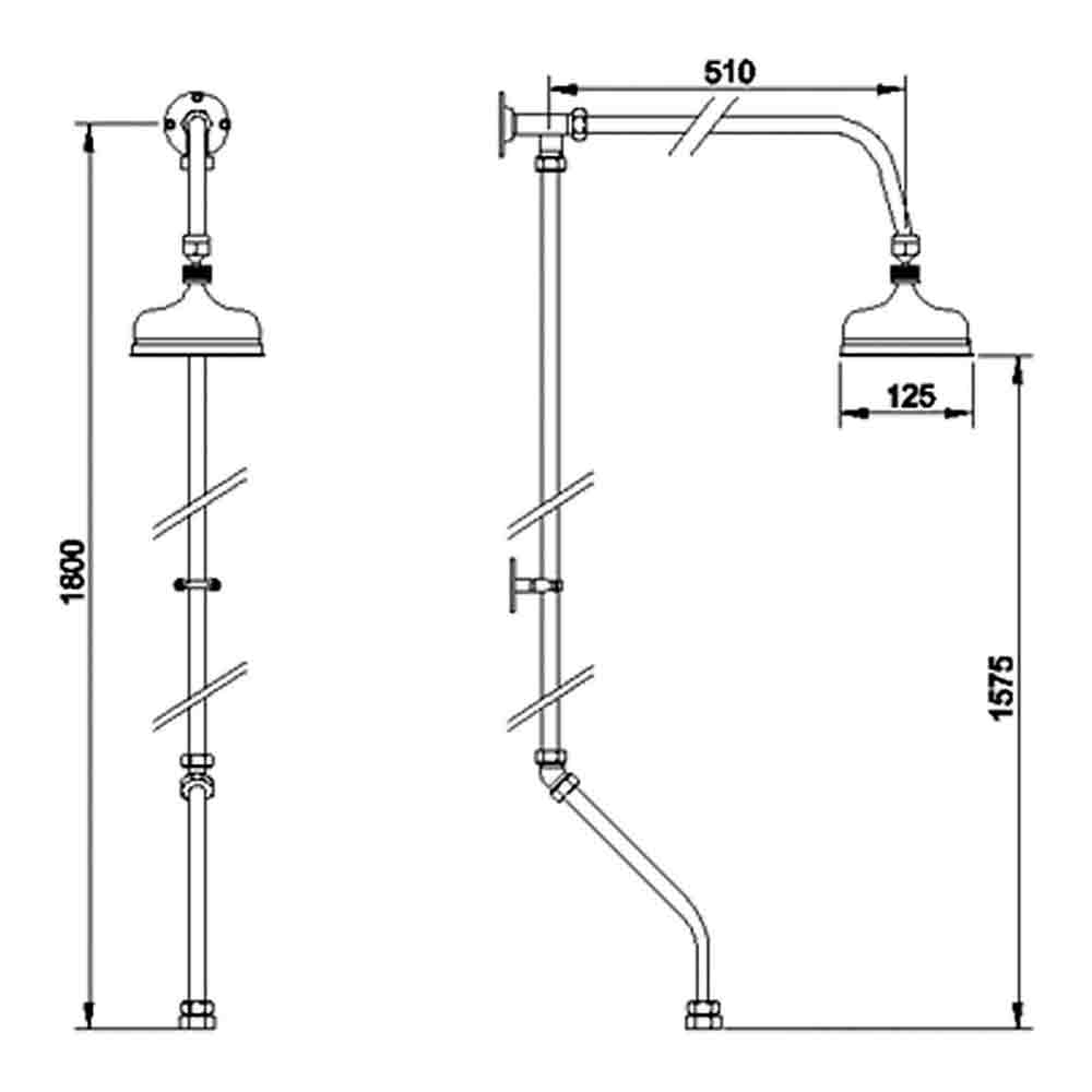Premier Rigid Riser with Overhead Shower Tap Warehouse
