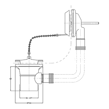nuie Plug & Chain Bath Waste with Overflow & Retainer