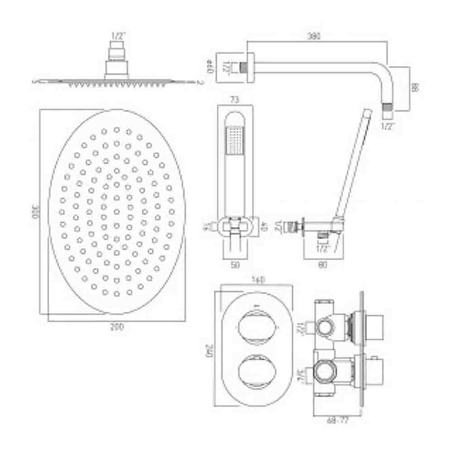 Vado Life Concealed Thermostatic Shower Valve Package 29