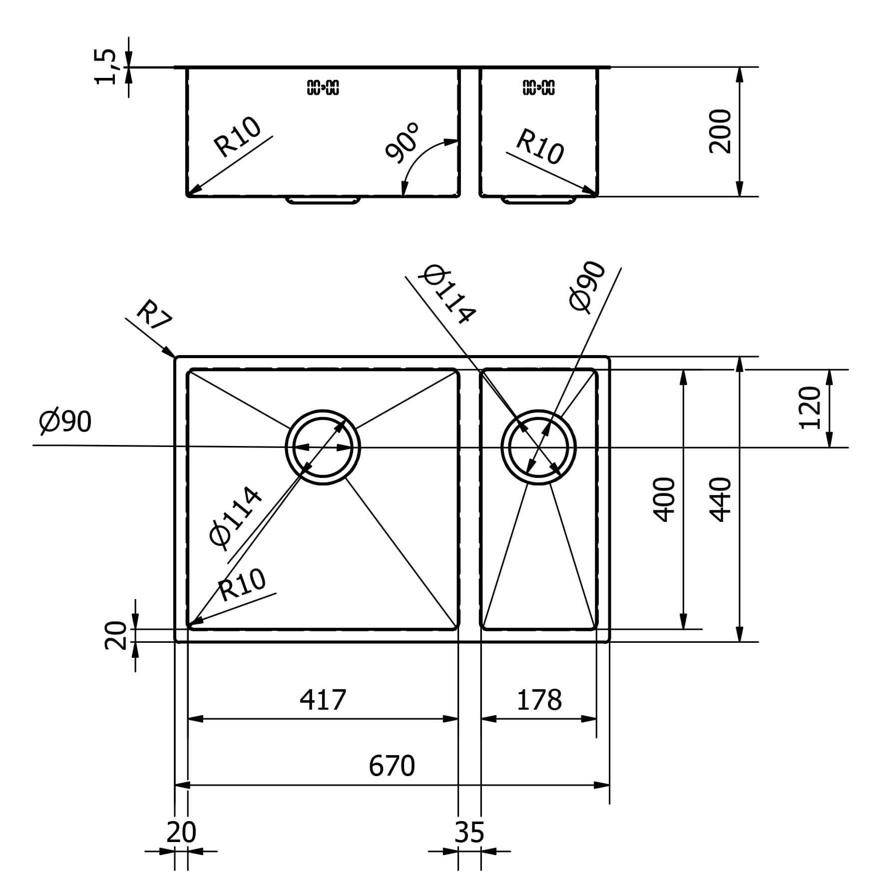 Vellamo Designer 1.5 Bowl Inset/Undermount Stainless Steel Kitchen Sink