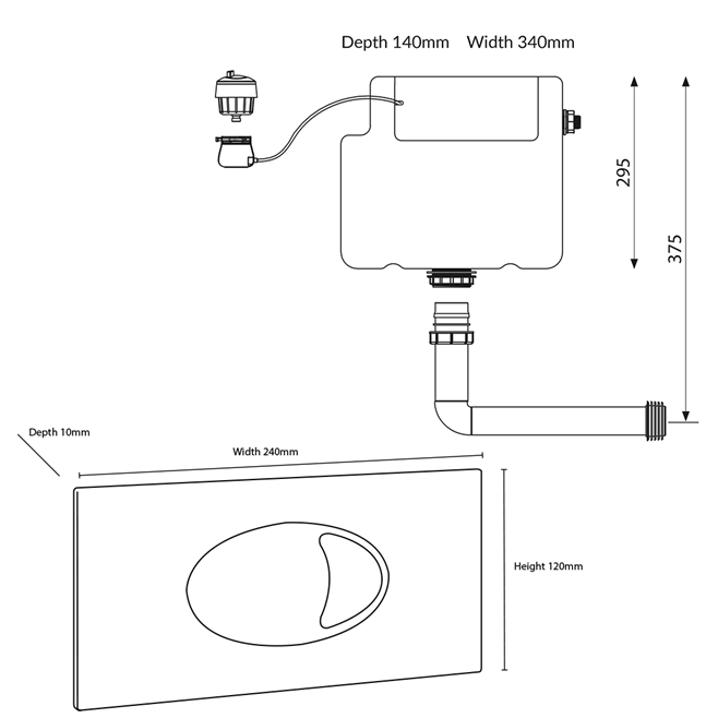 Vellamo Dual Flush Concealed Cistern with Dual Flush Plate