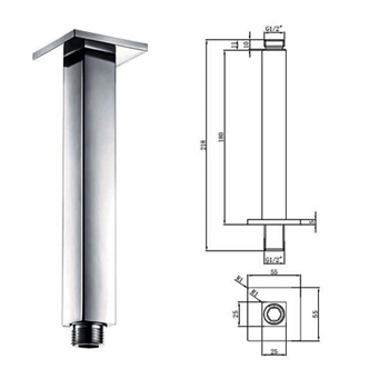 Vellamo Square Ceiling Mounted Shower Arm - 180mm