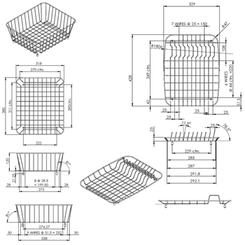 Wire Basket & Plate Drainer for 1.5 Bowl Sinks