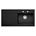Thomas Denby Opus XL 1 Bowl Black Satin Ceramic Kitchen Sink & Chrome Presto Automatic Waste with Left Hand Drainer - 1000 x 510mm